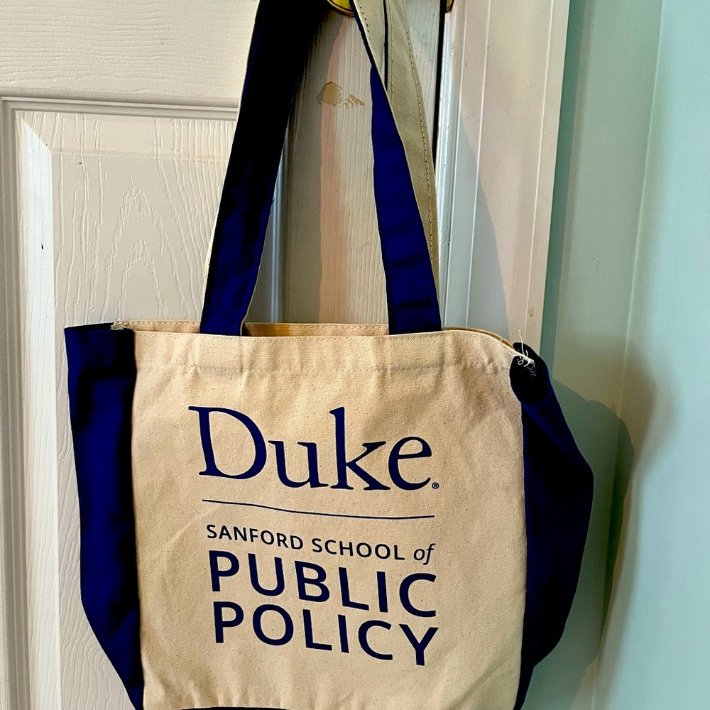 Duke University Sanford School of Public Policy Canvas Tote - Blue and Cream